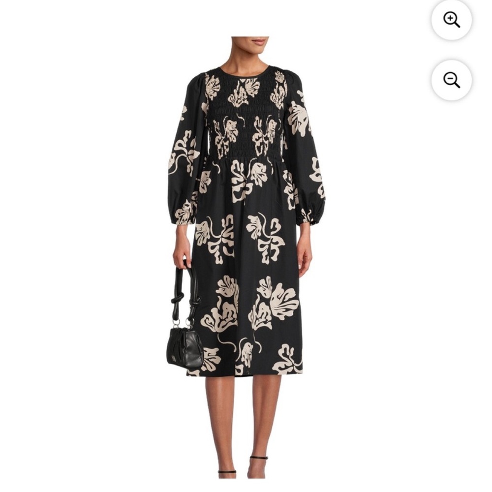 NWT Scoop Black and Cream Mid Dress